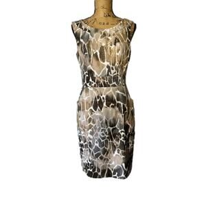 Women's Dressbarn Brown Animal Print Sleeveless Dress‎ size 8